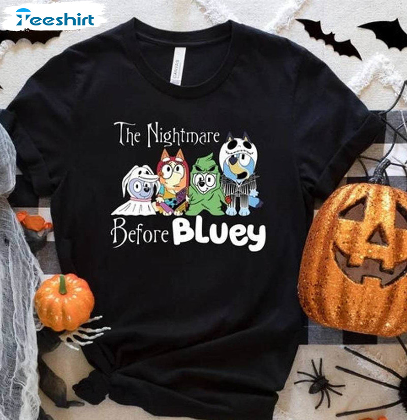 Bluey Halloween Cute Shirt, The Nightmare Before Bluey Crewneck Unisex Hoodie