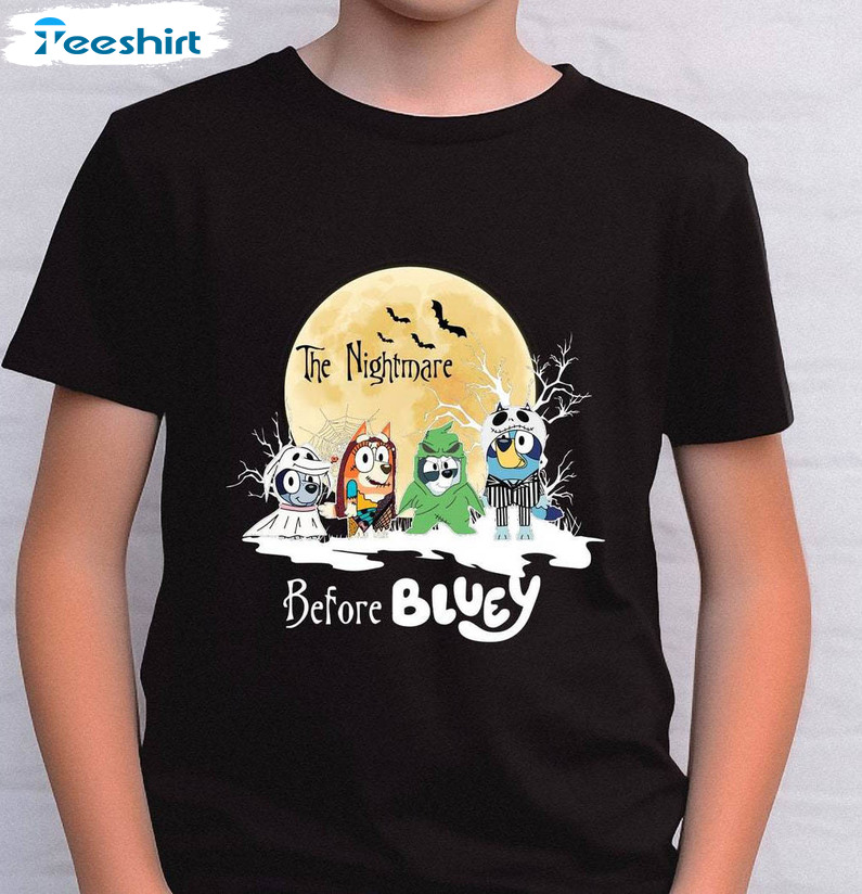 Bluey The Nightmare Before Halloween Funny Shirt, Bluey And Friends Long Sleeve Unisex Hoodie