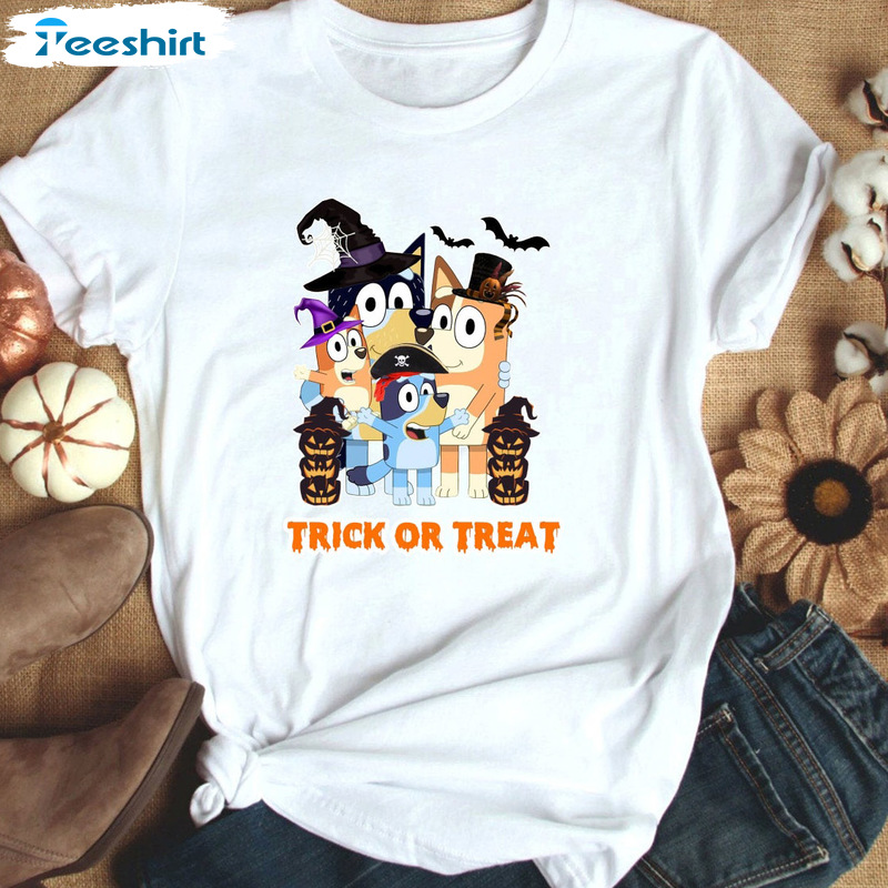 Bluey Trick Or Treat Shirt – Halloween Costume Boy Bluey Unisex Hoodie Tee Tops