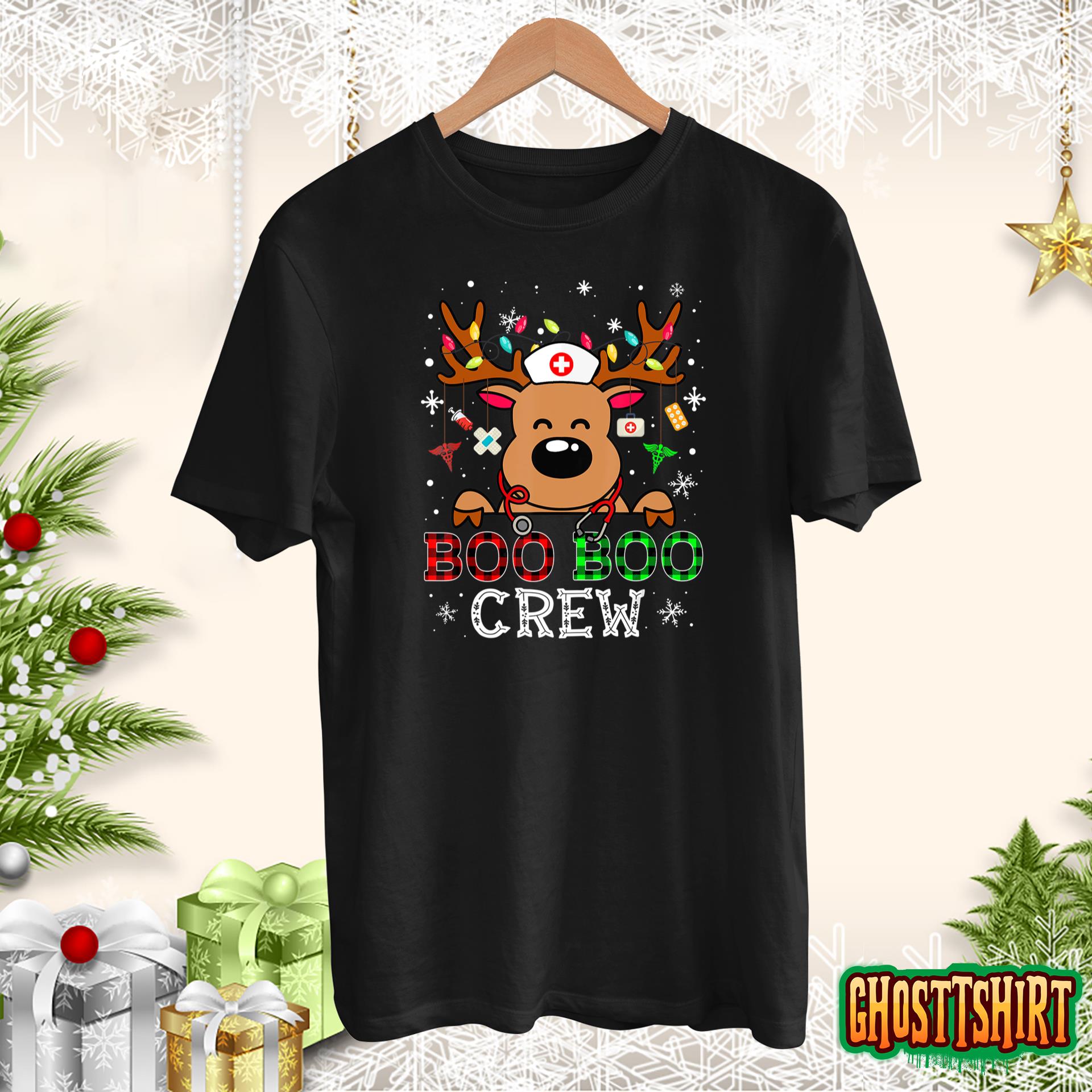 Boo Boo Crew Reindeer Nurse Buffalo Plaid Nurse Christmas Sweatshirt