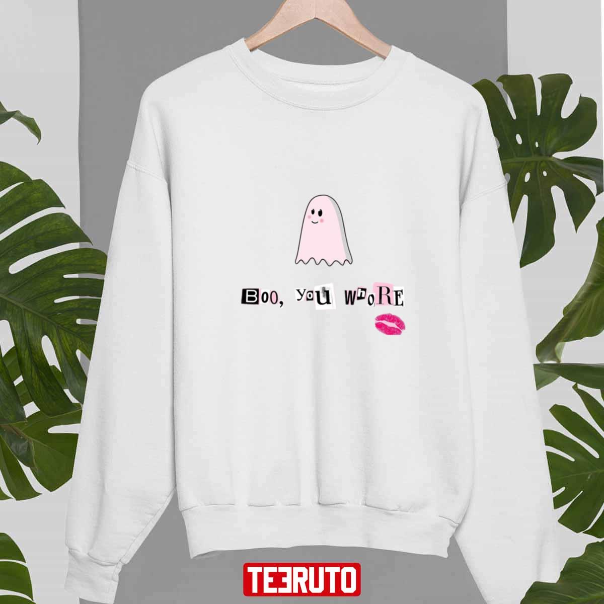 Boo You Whore Pink Ghost Halloween Unisex Sweatshirt