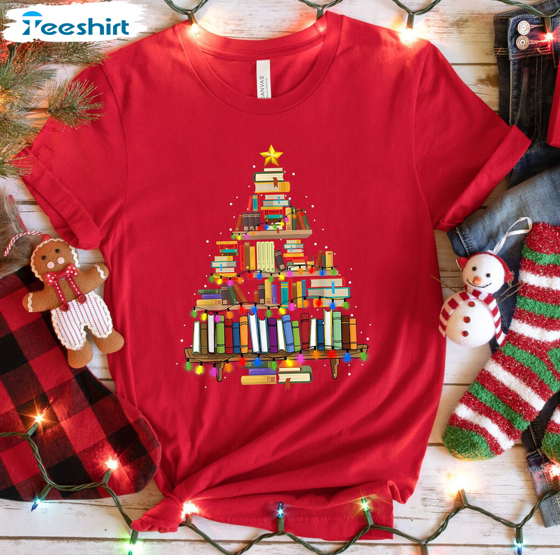 Book Tree Christmas Shirt – Bookworm Christmas Unisex Hoodie Sweater