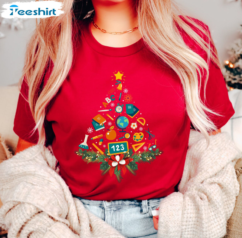 Book Tree Christmas Shirt – Christmas Tree Tee Tops Long Sleeve Vintage Design