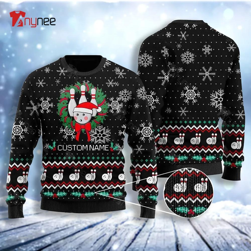 Bowling Christmas Snowflakes Image Noel Pattern Ugly Christmas Sweater- Best Christmas Gifts 2023