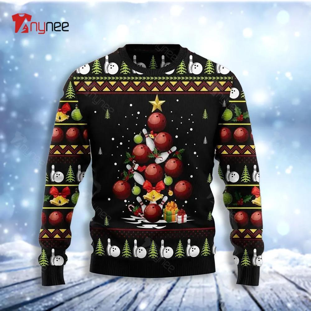 Bowling Christmas Tree Ugly Christmas Sweater- Best Christmas Gifts 2023