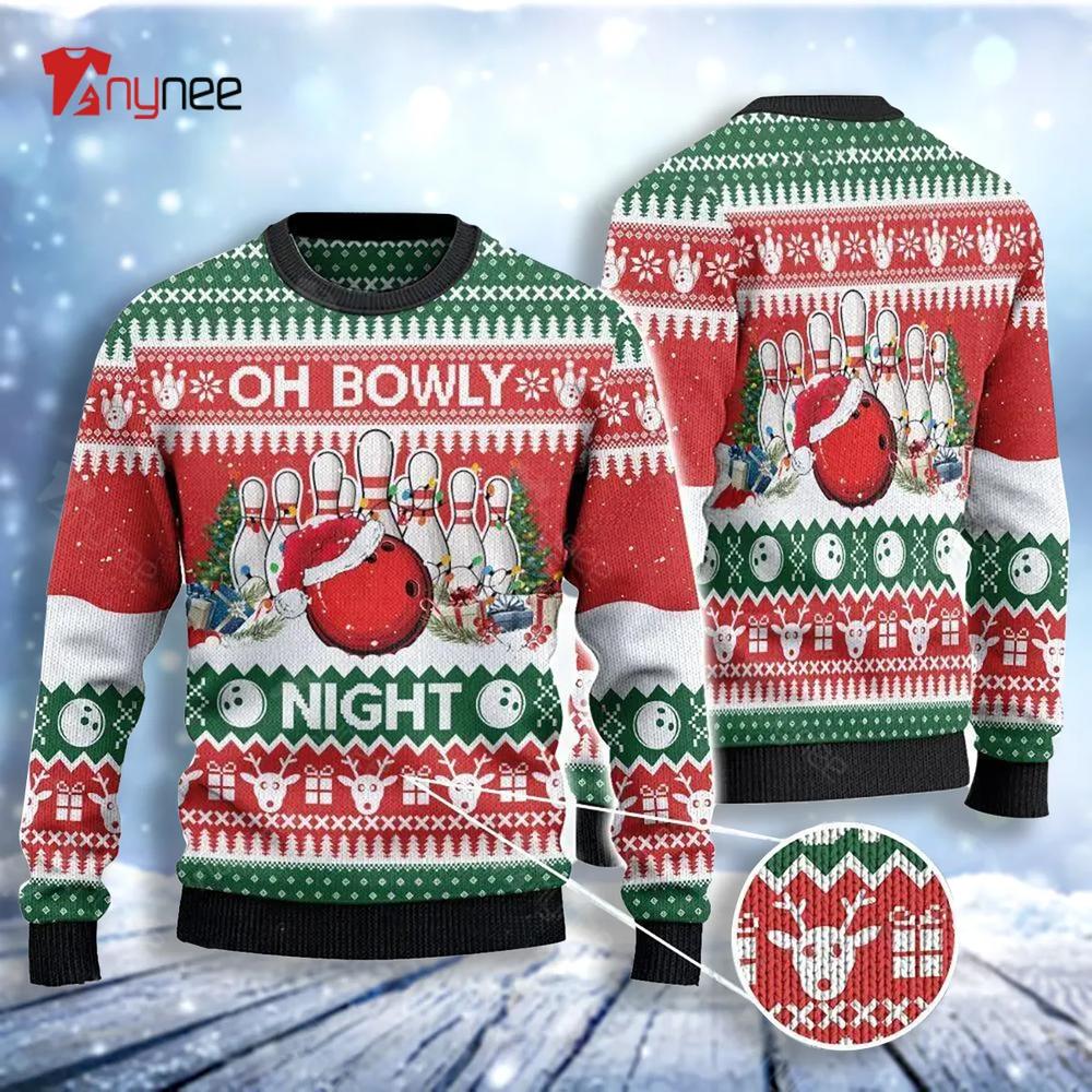 Bowling Lovers Gift Oh Bowly Night Ugly Christmas Sweater- Best Christmas Gifts 2023