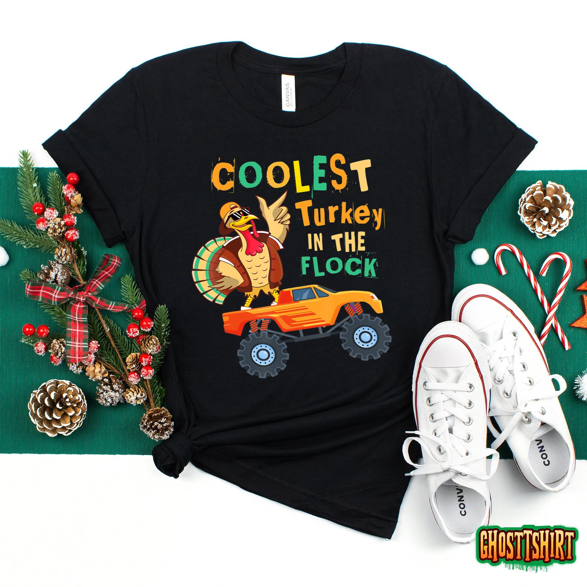 Boys Thanksgiving Day Toddlers Coolest Turkey In The Flock T-Shirt