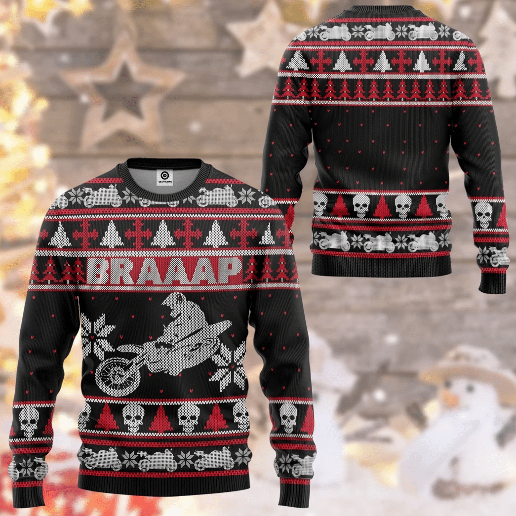 Braaap Dirt Bike Ugly Christmas Sweater | For Men & Women | Adult | US3249- Best Christmas Gifts 2023