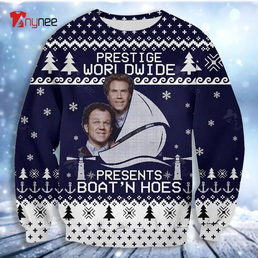 Brennan Huff Dale Doback Step Brothers Prestige Worldwide Presents Boa Ugly Christmas Sweater- Best Christmas Gifts 2023