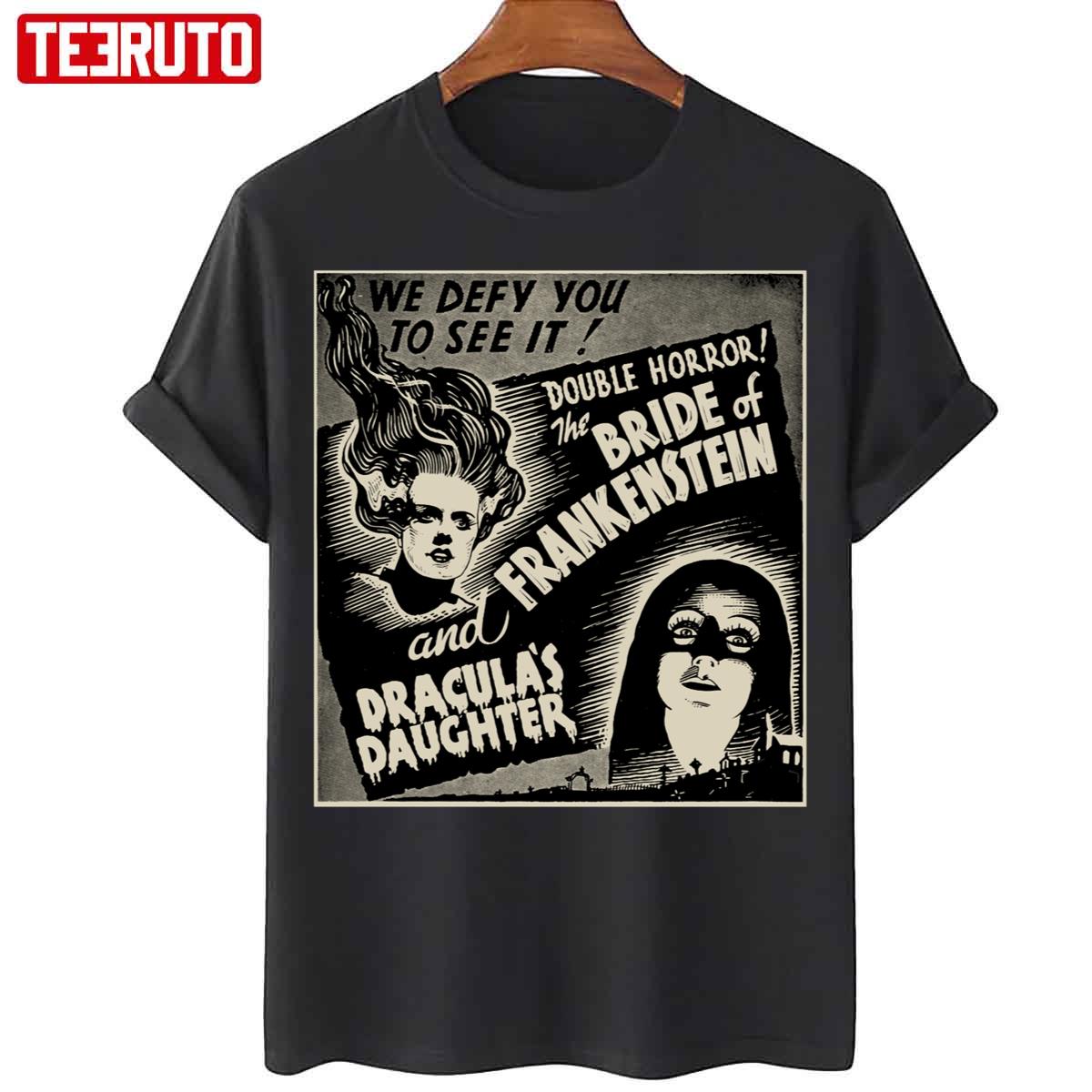 Bride Of Frankenstein & Draculas Daughter Horror Movie Halloween Unisex T-Shirt