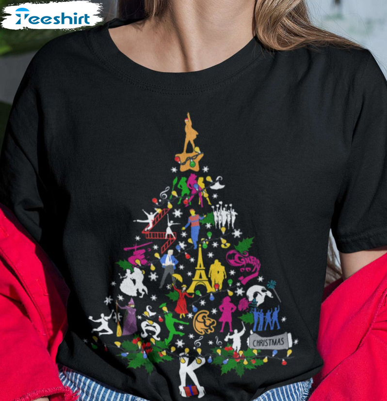 Broadway Christmas Tree Shirt, Christmas Hoodie Short Sleeve