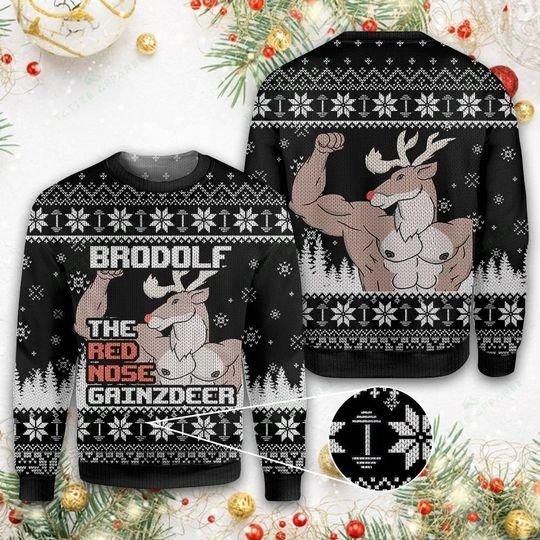 Brodolf The Red Nose Ugly Christmas Sweater | For Men & Women | Adult | US3376- Best Christmas Gifts 2023