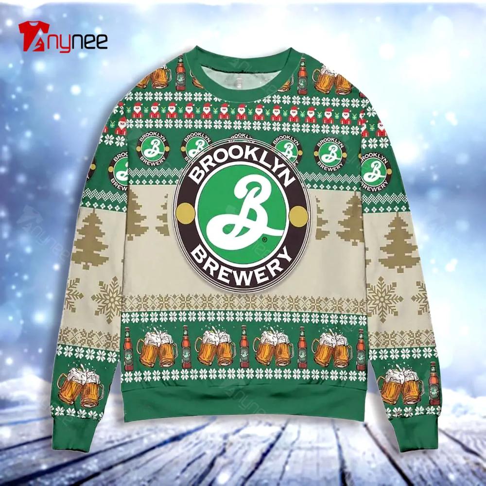 Brooklyn Brewery Beer Santa Ugly Christmas Sweater- Best Christmas Gifts 2023