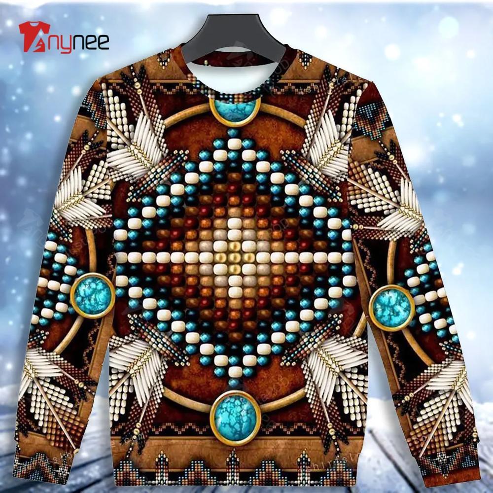 Brown Naumaddic Pattern Ugly Christmas Sweater- Best Christmas Gifts 2023