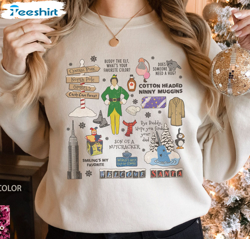 Buddy The Elf Christmas Shirt, Elf Movie Quotes Short Sleeve Sweater