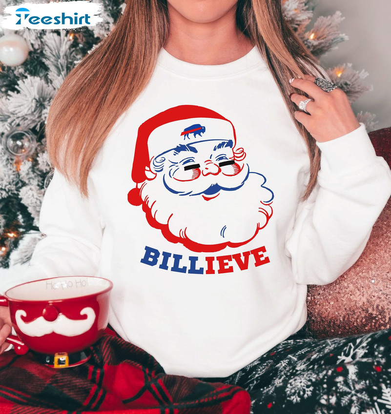 Buffalo Bills Billieve Shirt, Christmas Santa Claus Short Sleeve Unisex T-shirt