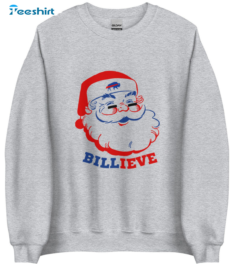 Buffalo Bills Billieve Shirt, Christmas Santa Claus Short Sleeve Unisex T-shirt