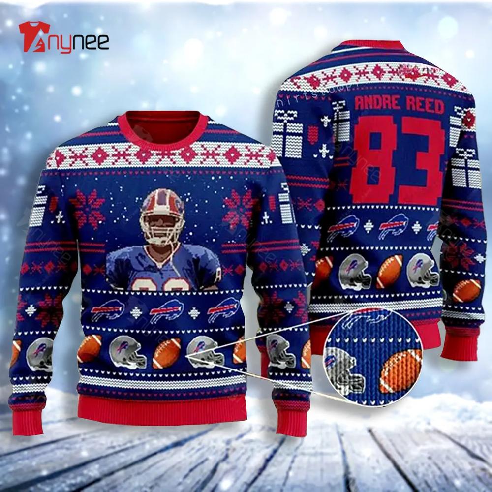 Buffalo Bills Ugly Sweater Andre Reed 83 Ugly Christmas Sweater 3D Presents For Christmas Ugly Christmas Sweater- Best Christmas Gifts 2023