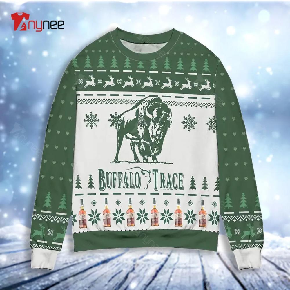 Buffalo Trace Kentucky Straight Bourbon Whiskey Reindeer Pine Tree Pat Ugly Christmas Sweater- Best Christmas Gifts 2023