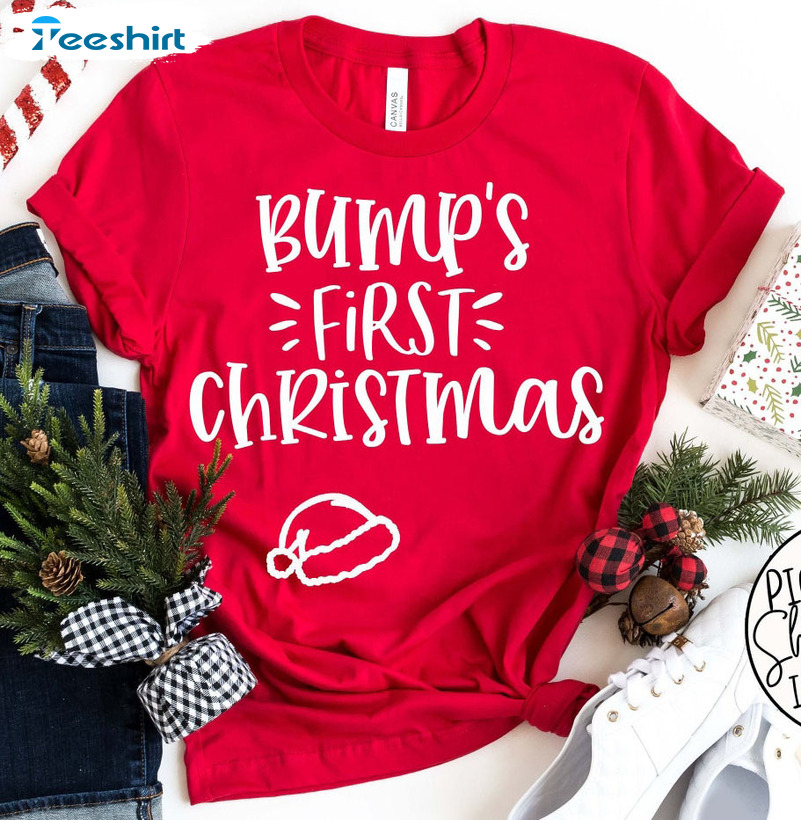 Bump’s First Christmas Sweatshirt, Christmas Pregnancy Unisex Hoodie Crewneck