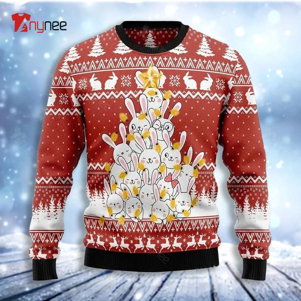 Bunny Tree Xmas Ugly Christmas Sweater- Best Christmas Gifts 2023