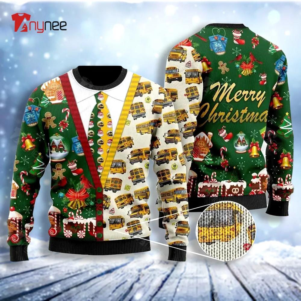 Bus Driver Merry Ugly Christmas Sweater- Best Christmas Gifts 2023