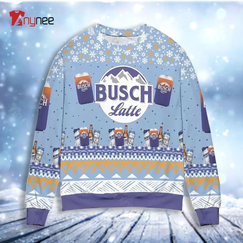 Busch Latte Logo Snowflake Ugly Christmas Sweater- Best Christmas Gifts 2023