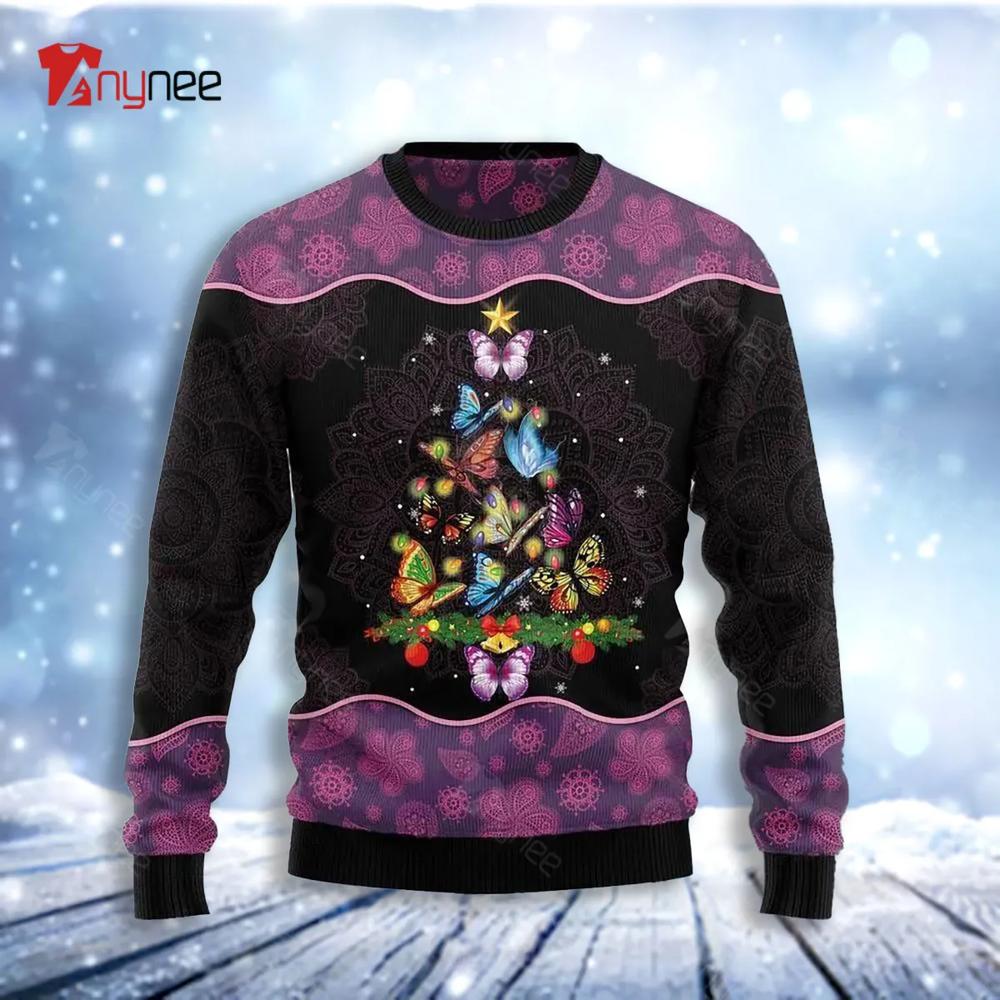 Butterfly Christmas Tree Ugly Christmas Sweater- Best Christmas Gifts 2023