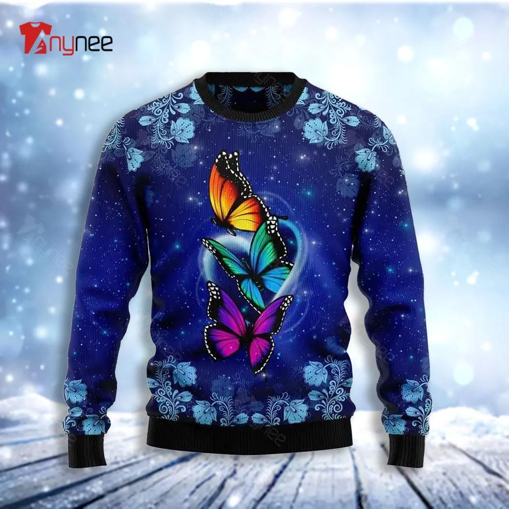 Butterfly Galaxy Ugly Christmas Sweater- Best Christmas Gifts 2023