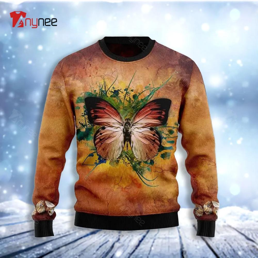 Butterfly Vintage Ugly Christmas Sweater- Best Christmas Gifts 2023