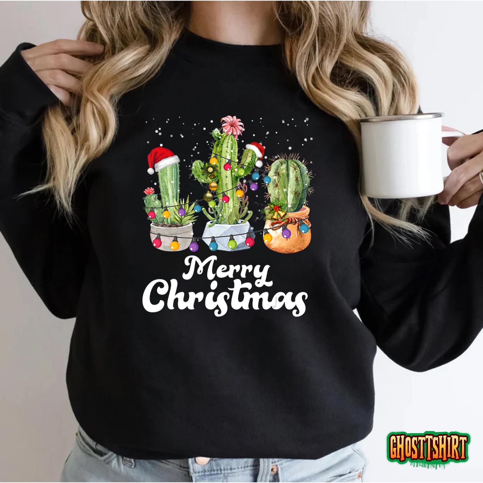 Cactus Christmas Pj Costume Design Party Plant Lovers T-Shirt