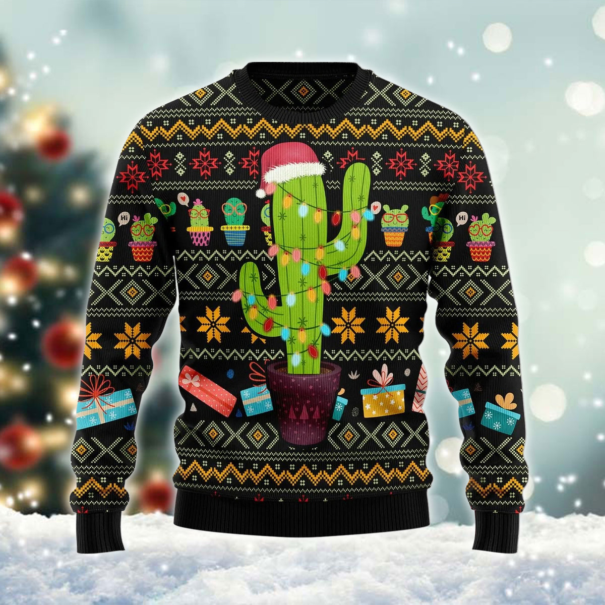 Cactus Wearing Santa Claus Hat Ugly Sweater – Best Christmas Gifts 2023