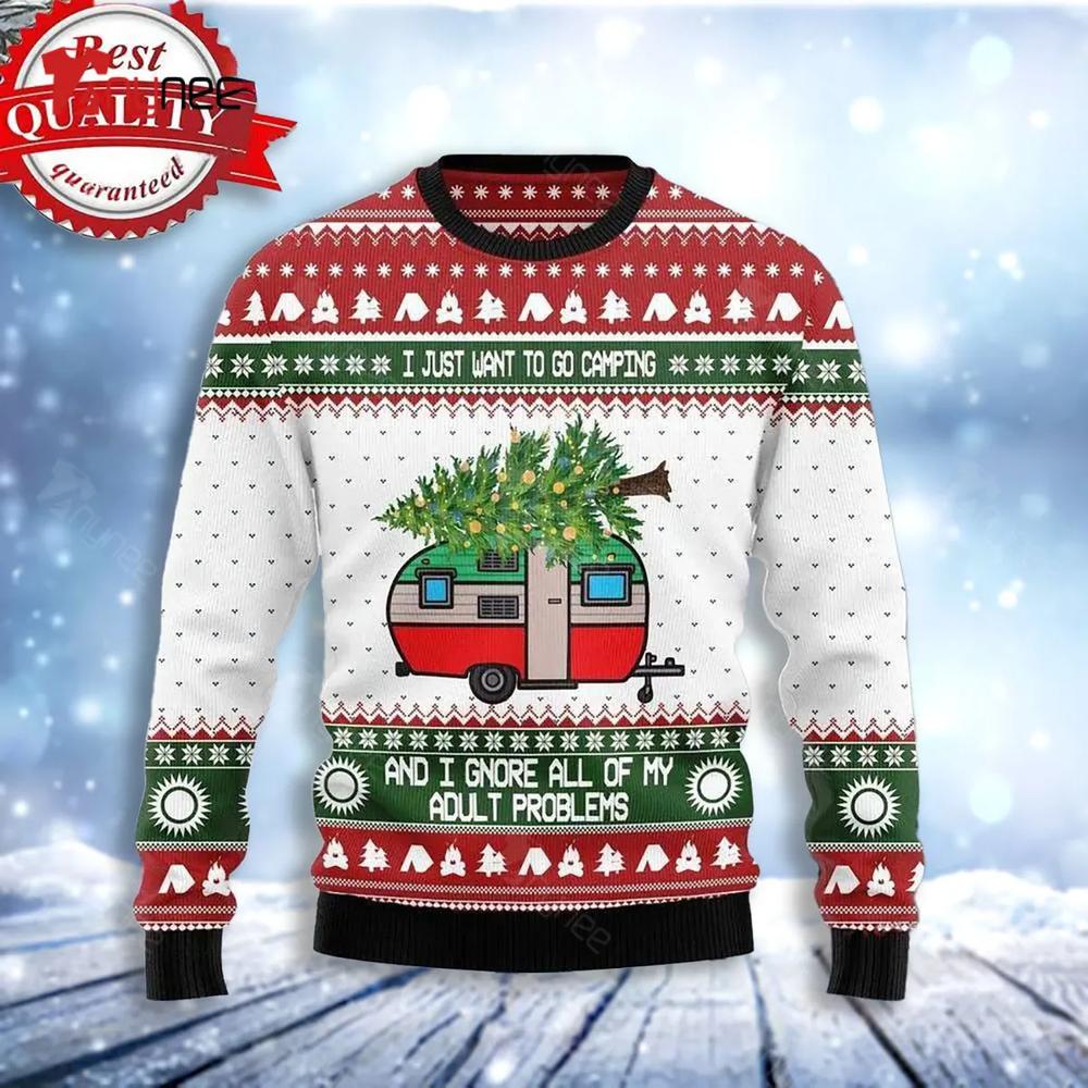 Camping Christmas Womens Ugly Christmas Sweater- Best Christmas Gifts 2023