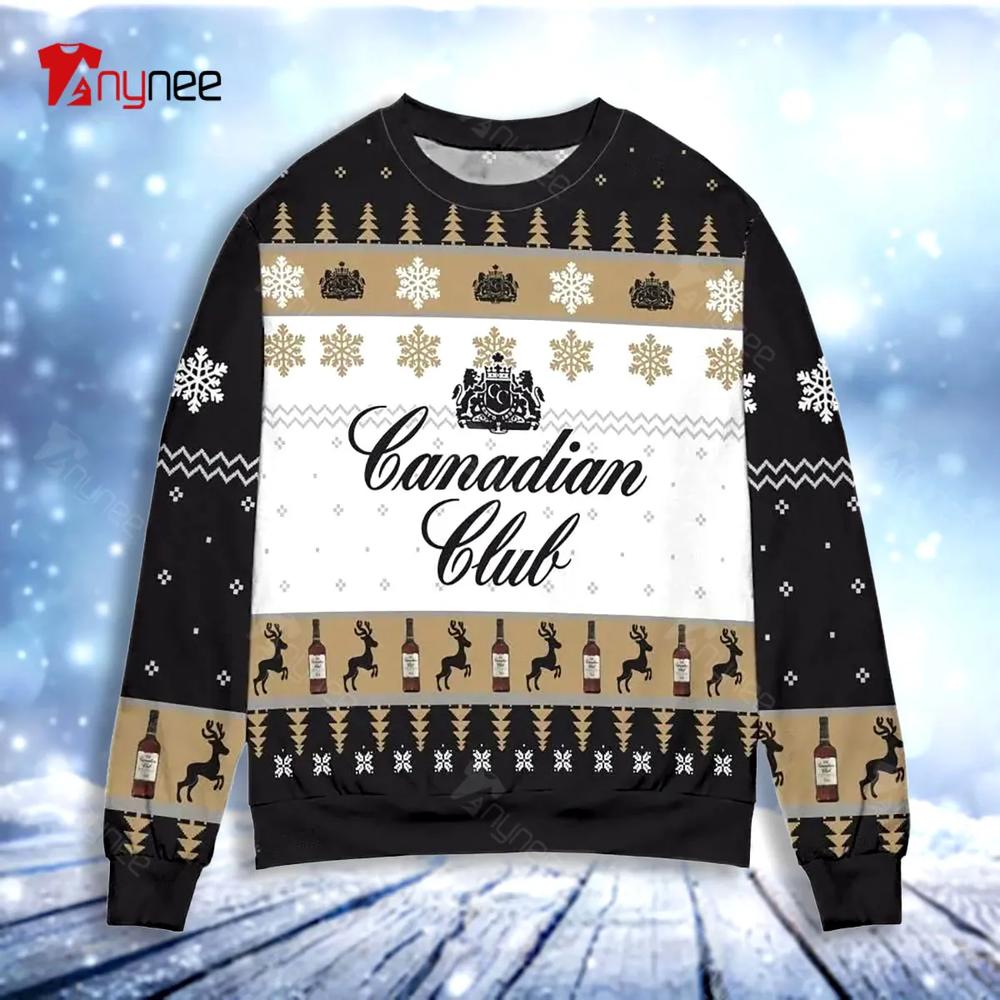 Canadian Club Whisky Snowflake Ugly Christmas Sweater- Best Christmas Gifts 2023