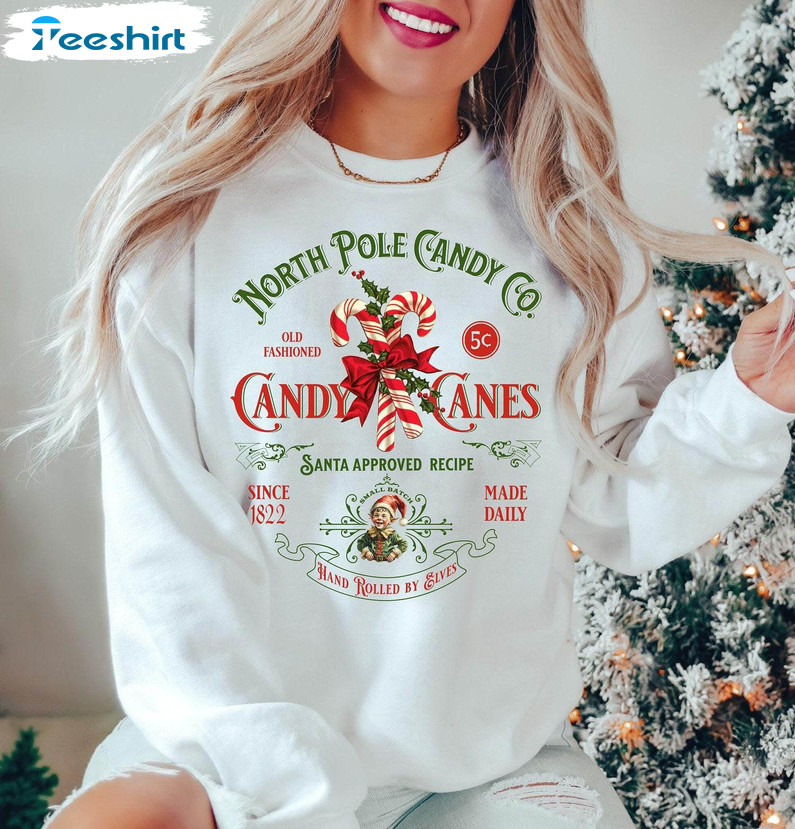 Candy Cane Christmas Shirt, Retro Old Fashioned Candy Cane Sweater Sweatshirt