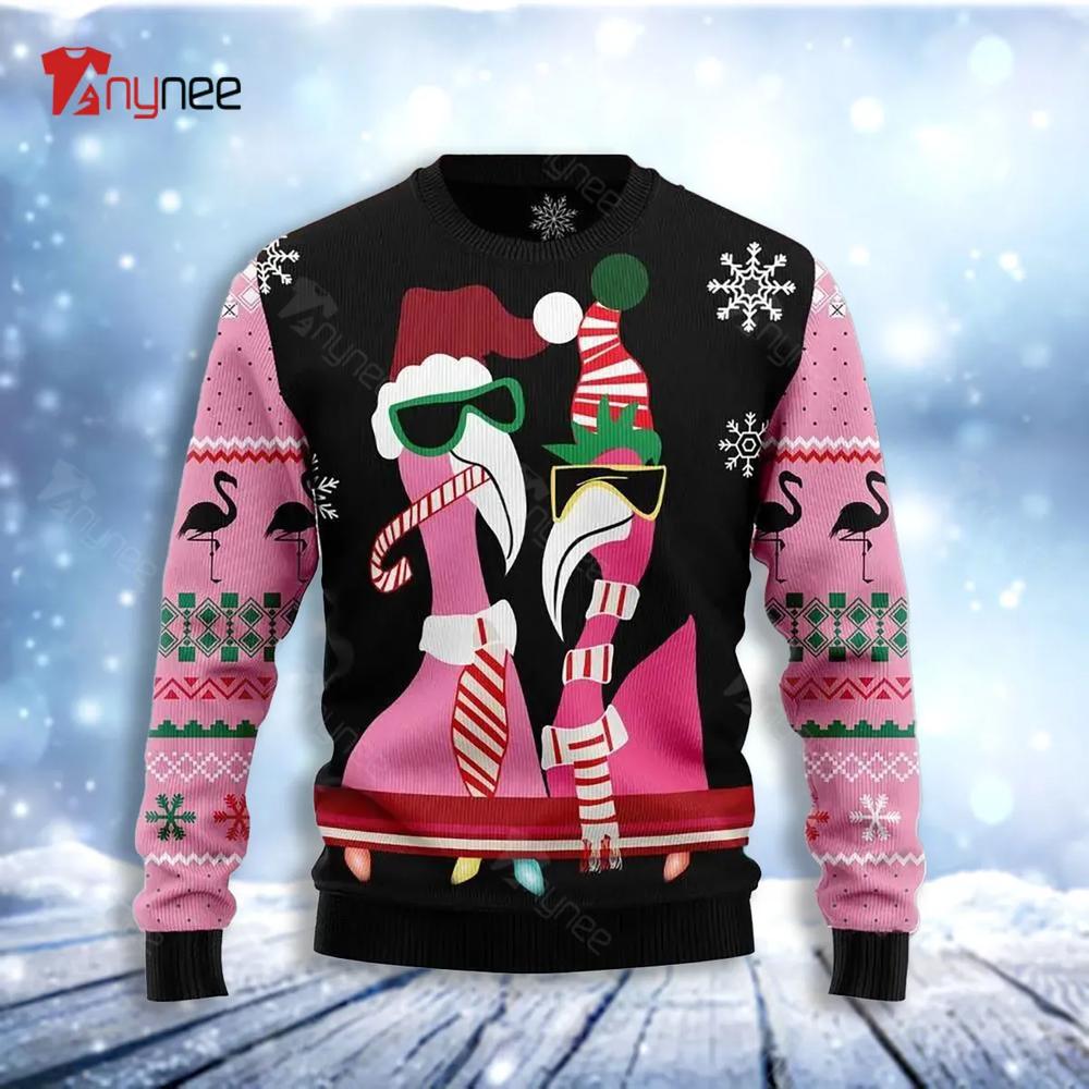 Candy Cane Flamingo Ugly Christmas Sweater- Best Christmas Gifts 2023