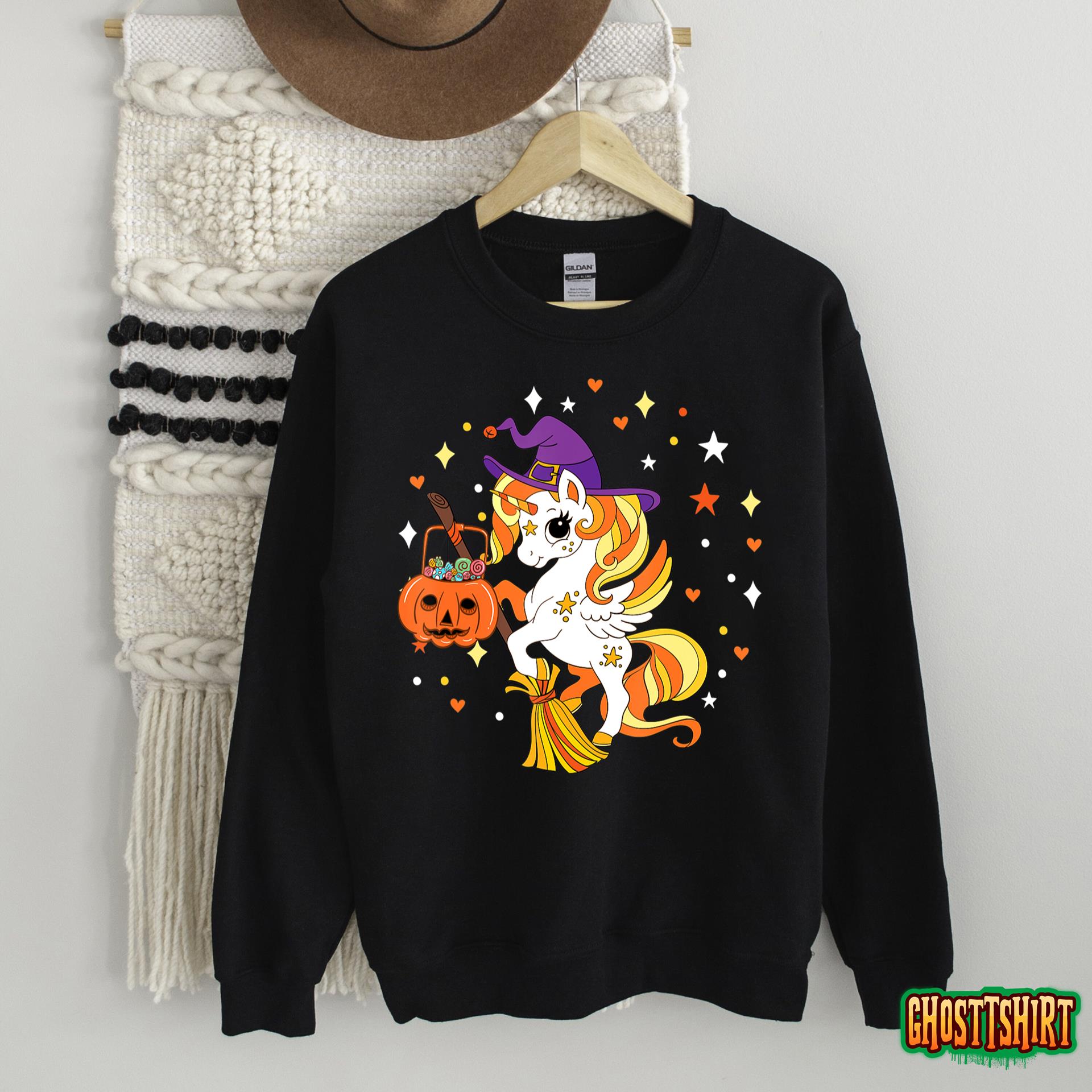 Candy Corn Unicorn Girls Women Kids Cute Halloween Costume T-Shirt