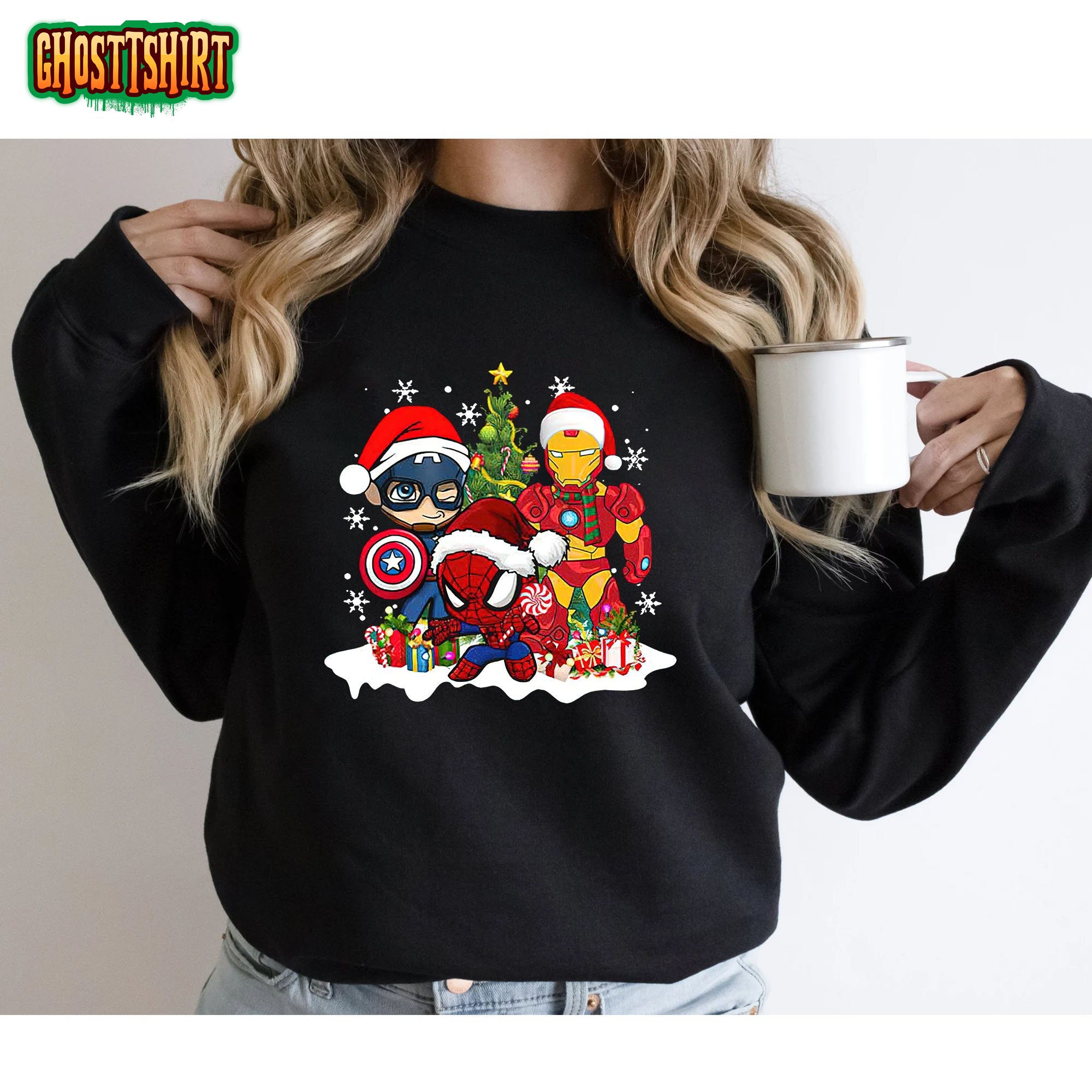 Captain America Ironman Spider Man Christmas Sweatshirt