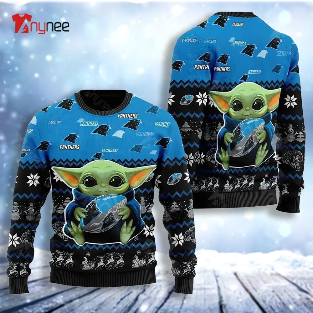 Carolina Panthers Baby Yoda Ugly Christmas Sweater- Best Christmas Gifts 2023