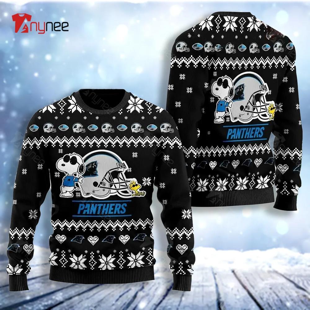 Carolina Panthers Cute The Snoopy Show Football Helmet Ugly Christmas Sweater- Best Christmas Gifts 2023