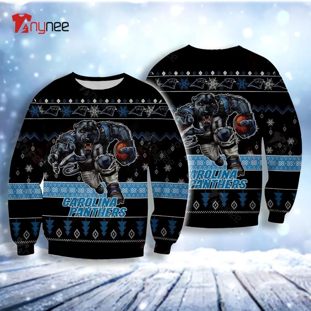 Carolina Panthers Player Rushing Ugly Christmas Sweater- Best Christmas Gifts 2023