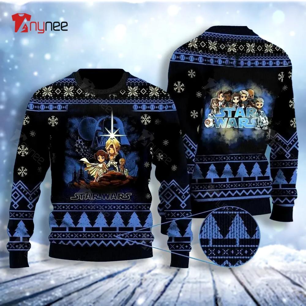 Cartoon Star Wars Characters Womens Ugly Christmas Sweater- Best Christmas Gifts 2023