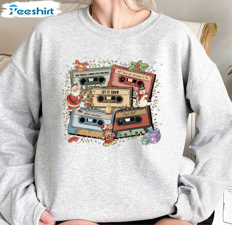 Cassette Christmas Shirt, Christmas Tapes Short Sleeve Tee Tops