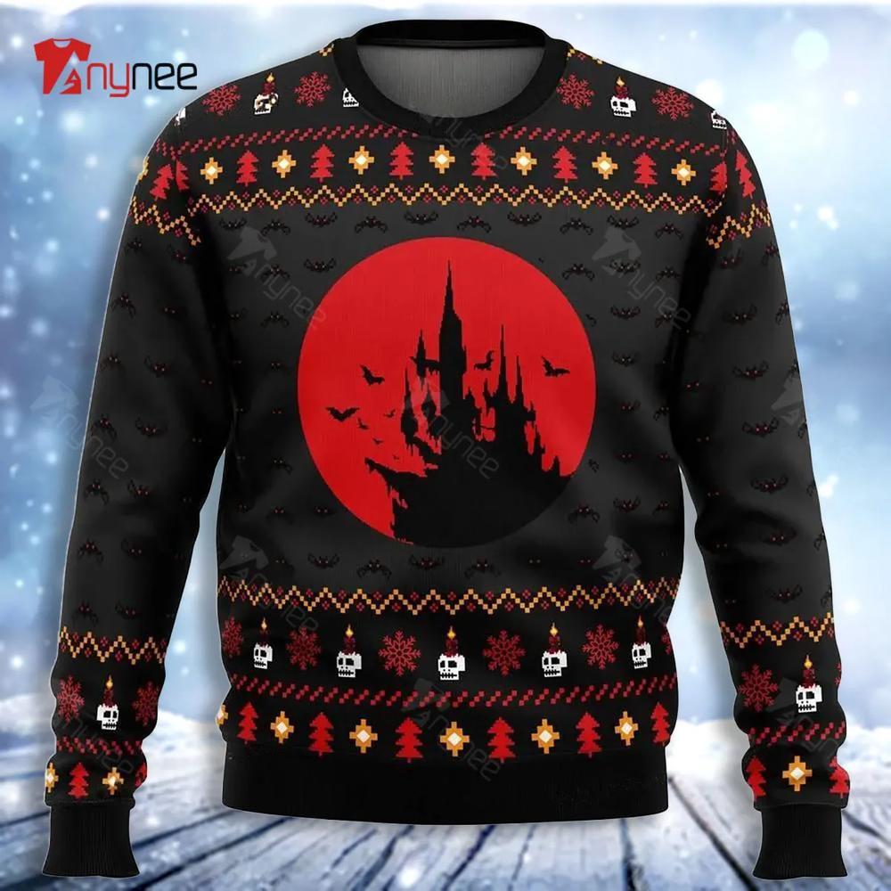 Castlevania Creepy Castle Ugly Christmas Sweater- Best Christmas Gifts 2023