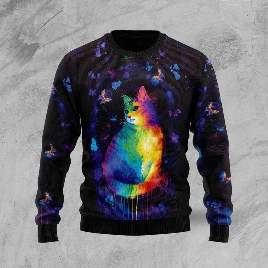 Cat Colorful Ugly Christmas Sweater | For Men & Women | Adult | US1970- Best Christmas Gifts 2023