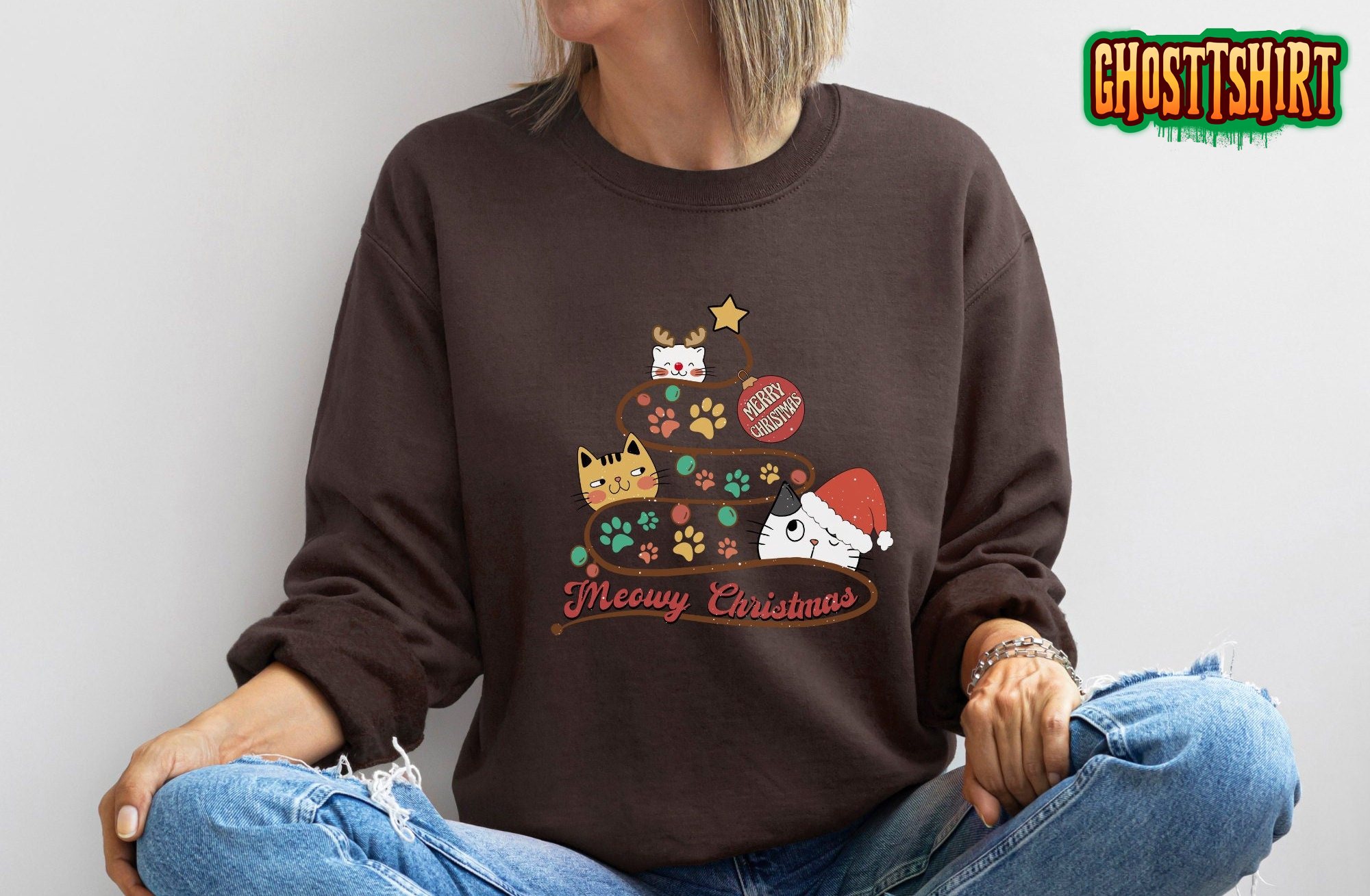 Cat Meowy Christmas Sweatshirt Cat Meowy Christmas Sweatshirt