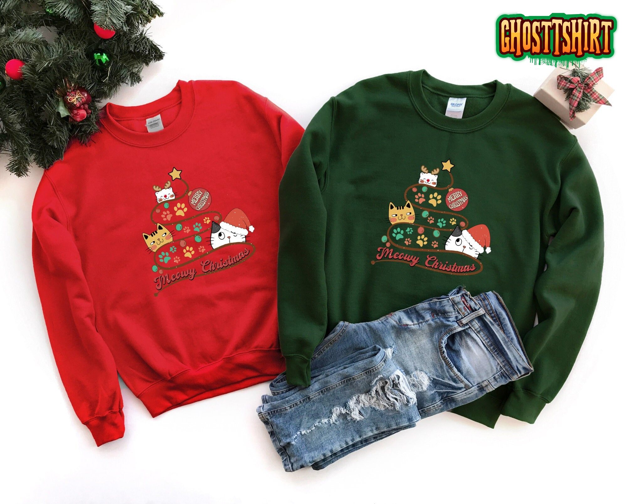 Cat Meowy Christmas Sweatshirt Cat Meowy Christmas Sweatshirt