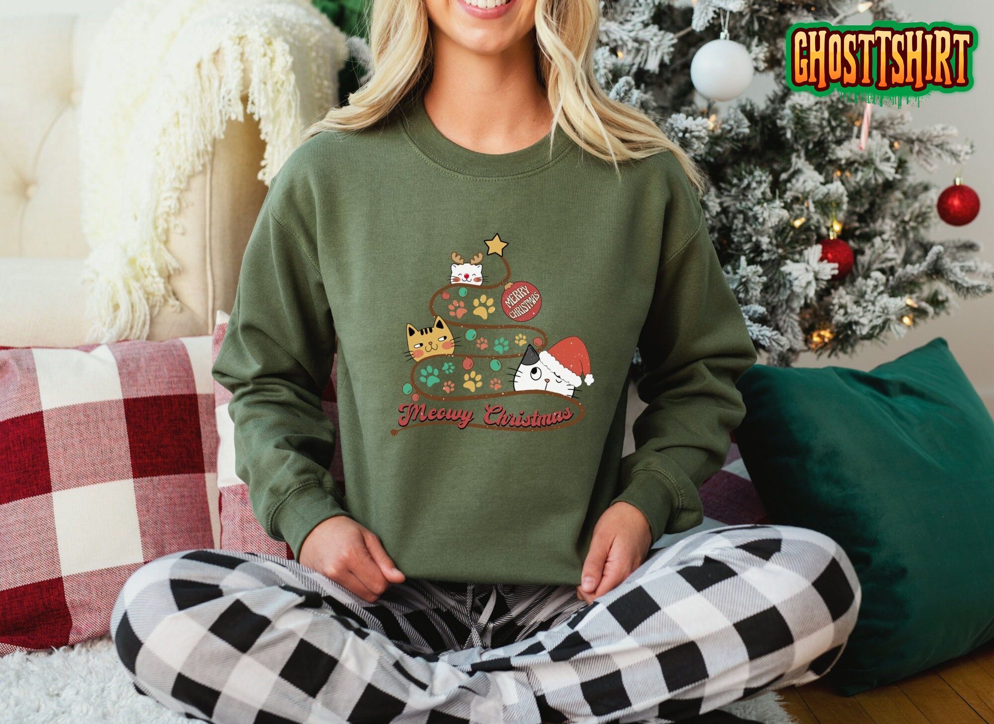 Cat Meowy Christmas Sweatshirt Cat Meowy Christmas Sweatshirt