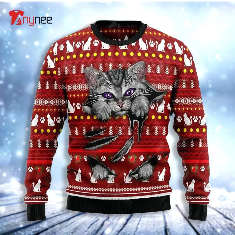 Cat Scratch Ugly Christmas Sweater- Best Christmas Gifts 2023