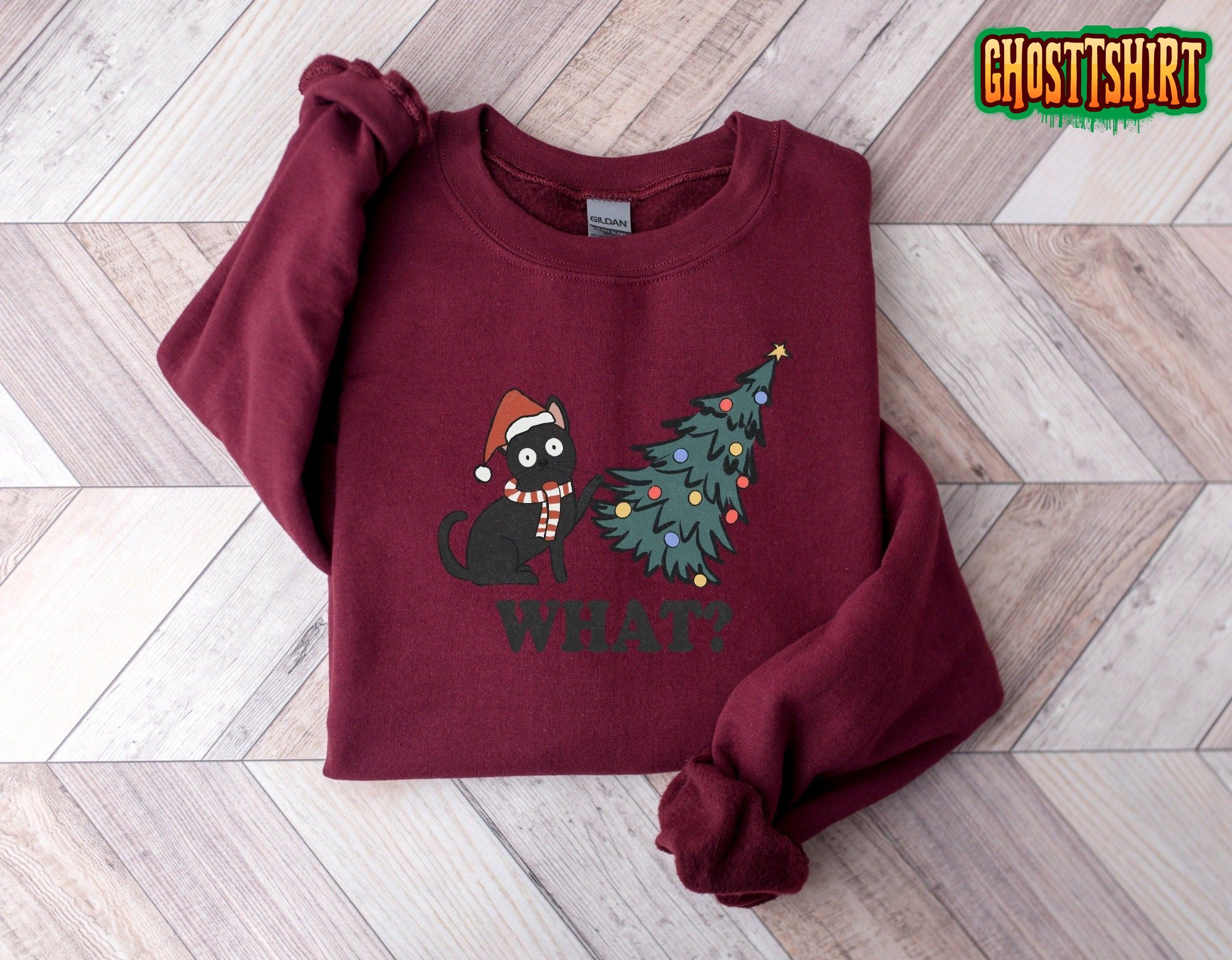 Cat What Christmas Sweatshirt